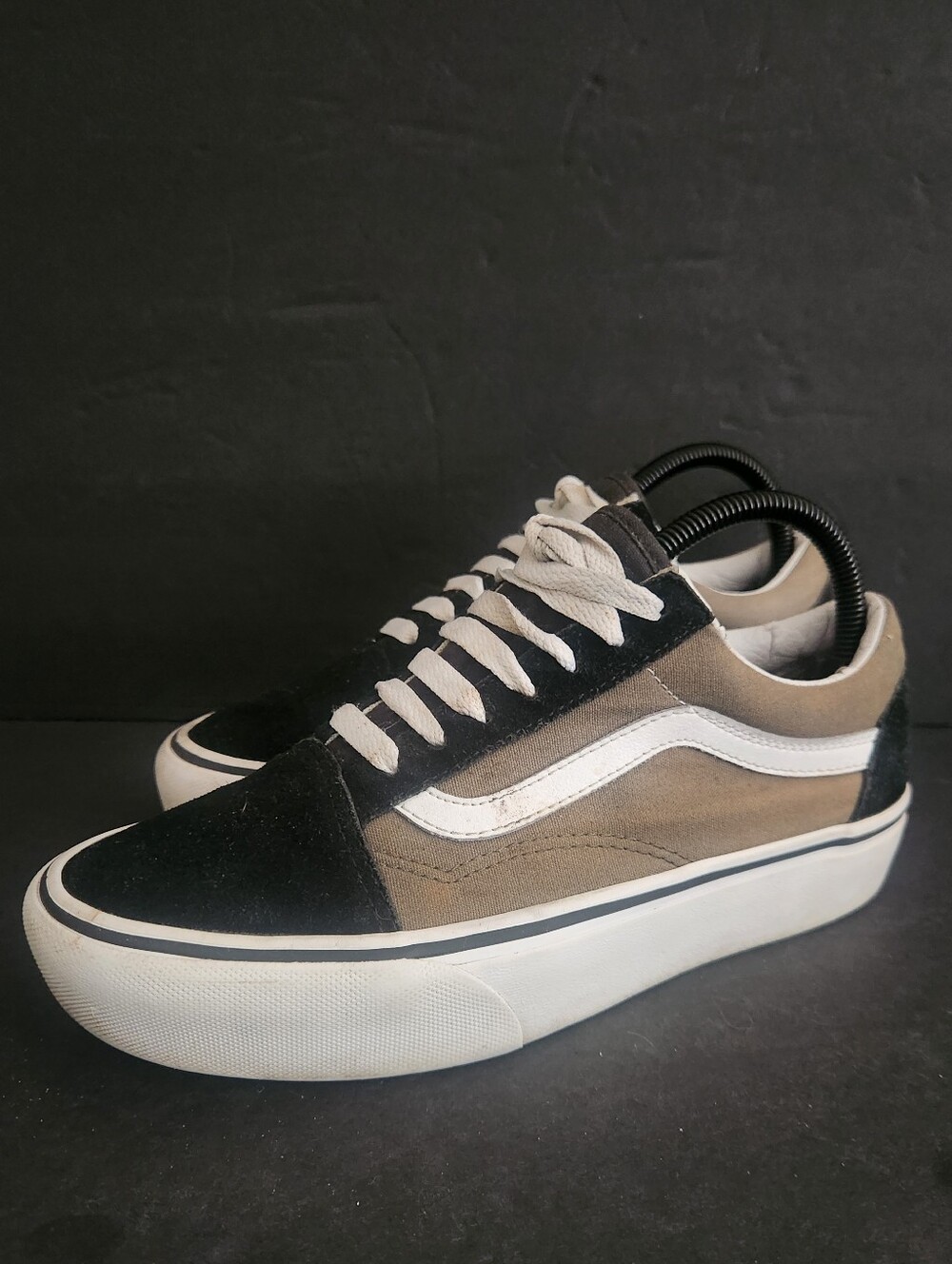 Vans Black Suede Green Platform Skateboard Old Skool Shoes Mens 6 Womens 7 5